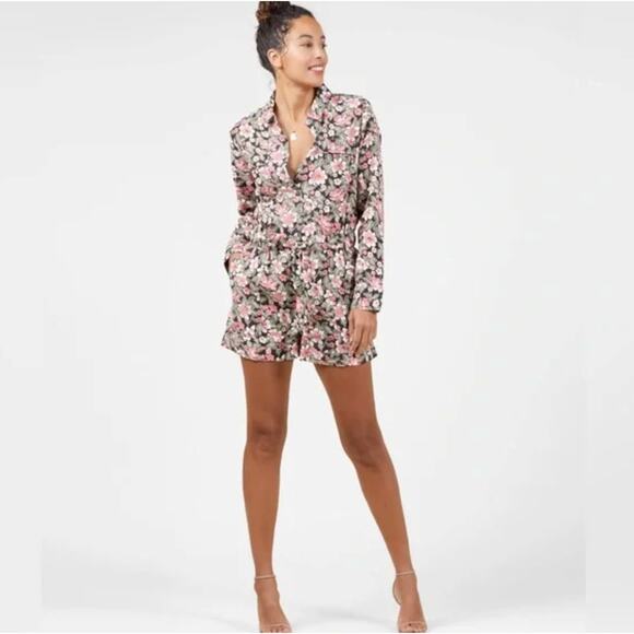 Outerknown Pants - NEW Outerknown Romper Jumpsuit Size M Pink Floral Linen Organic Cotton Shortall